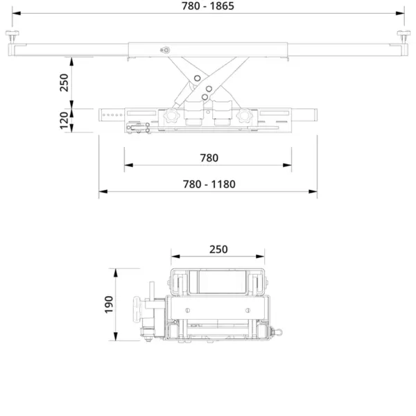 Cric traversa "wide"  - SD26PHL-W - 2.6 t - actionare pneumatica - imagine 2